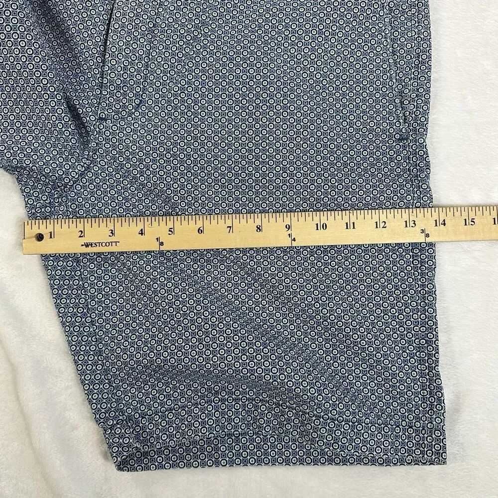 Banana Republic Aiden Mini Print Shorts Men’s 36 Blue Geometric Flat Front Chino